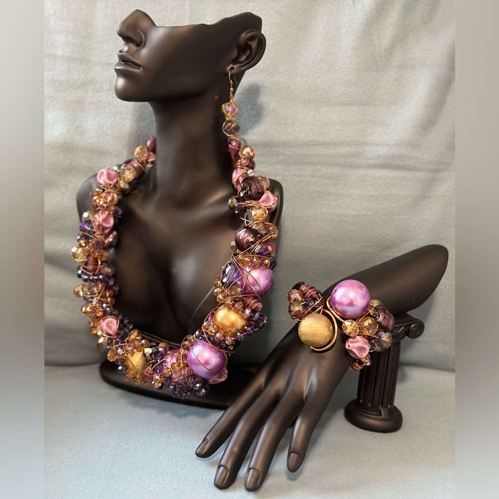 Handmade Wire-wrapped Bead & Gemstone Jewelry set.